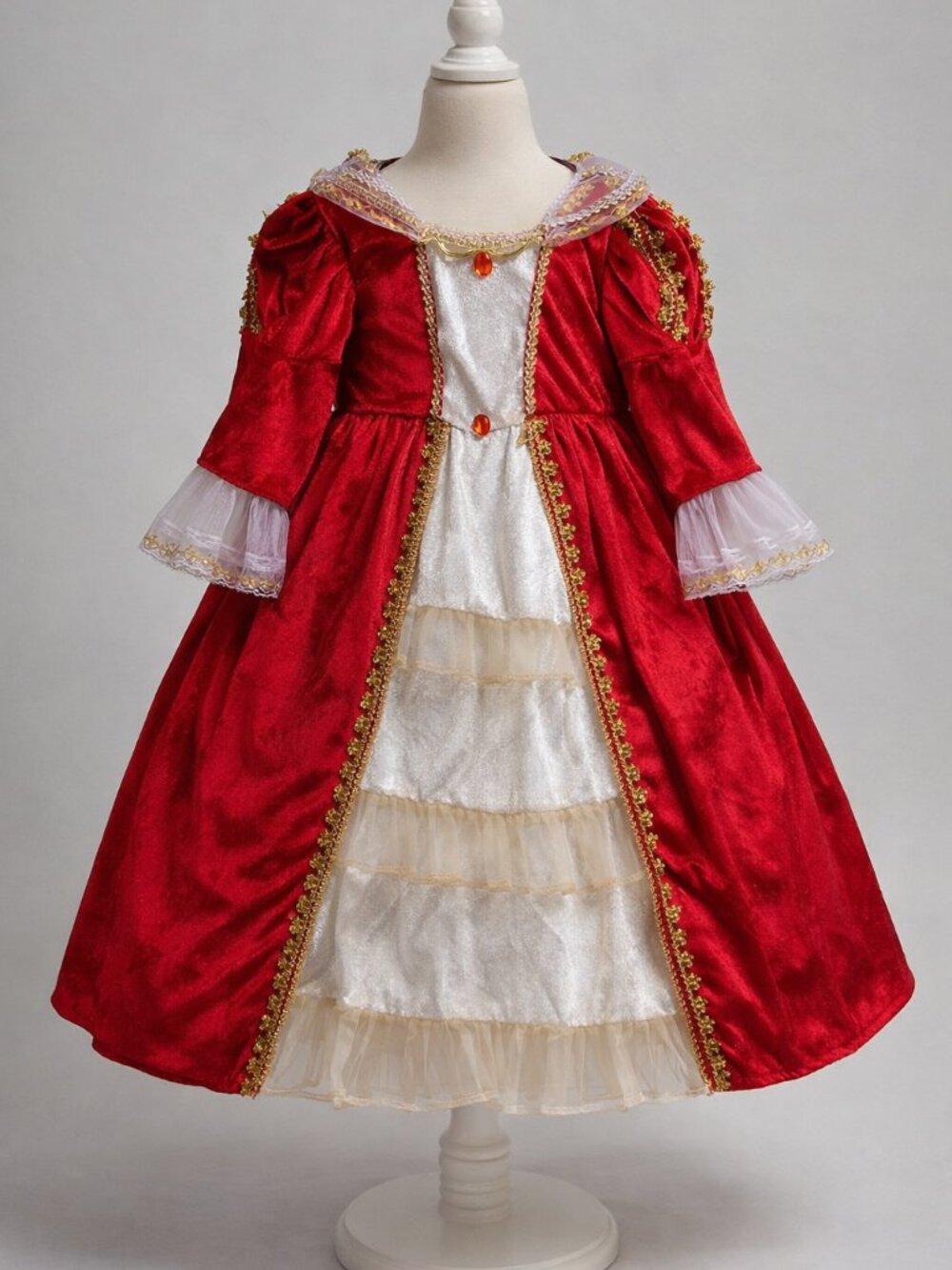 Velvet Princess Costume Dress With Gold And Lace Detail